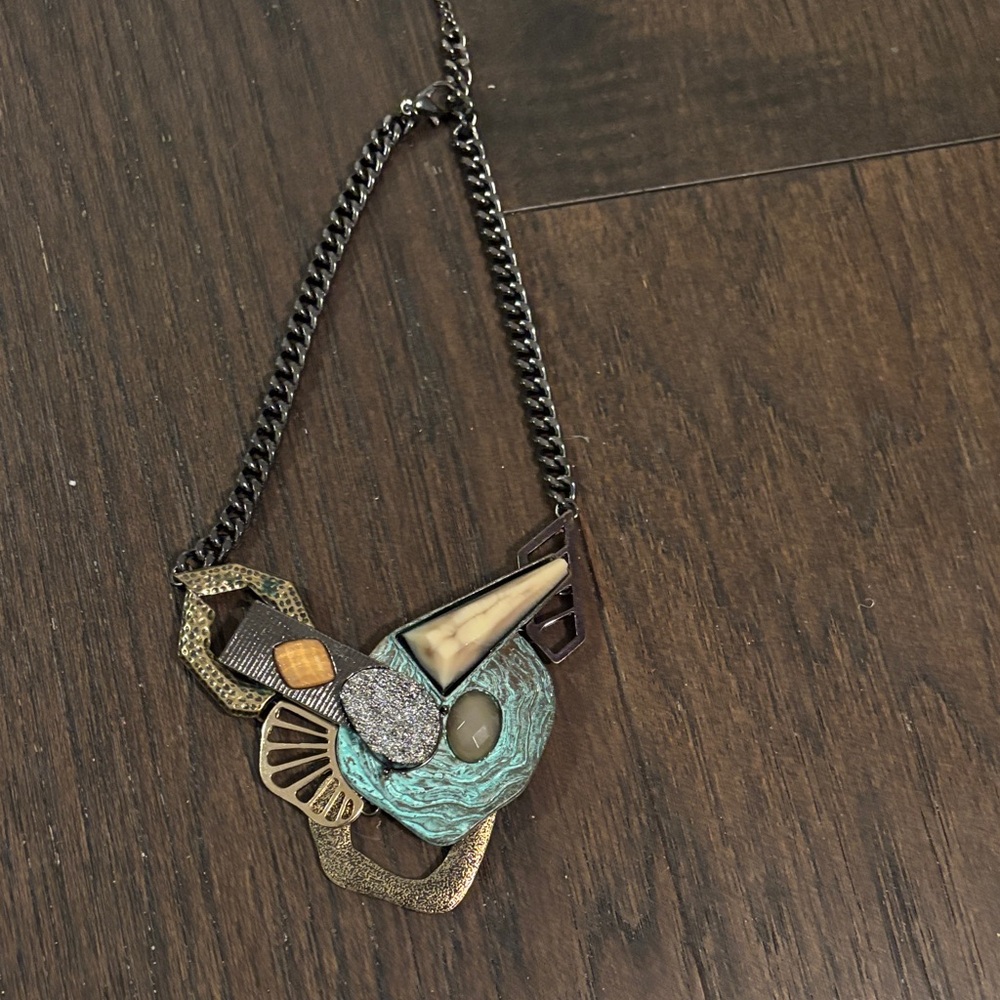 Artistic Statement Necklace with Geometric Design